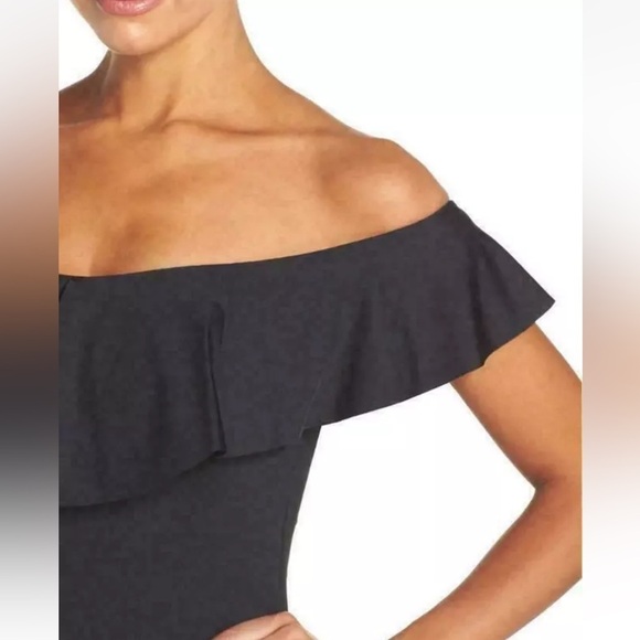 Trina Turk Black Gypsy Solids Off The Shoulder‎ Swimsuit One Piece - Picture 5 of 13